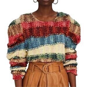 ULLA JOHNSON VIOLETA HAND WEAVED STRIPED MERINO WOOL SWEATER SZ M/L